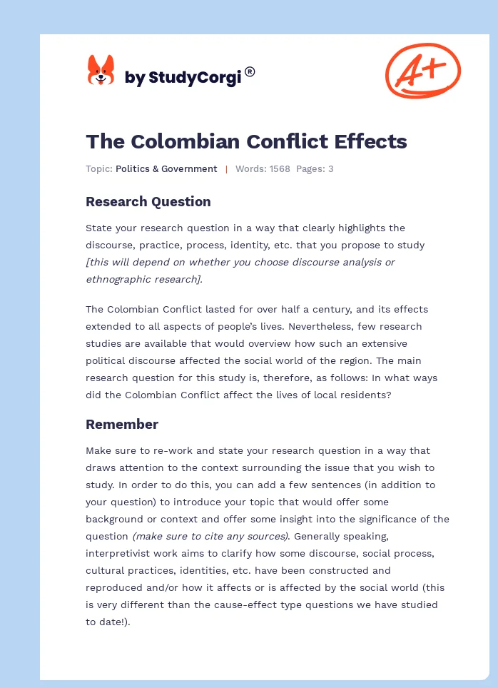 The Colombian Conflict Effects. Page 1