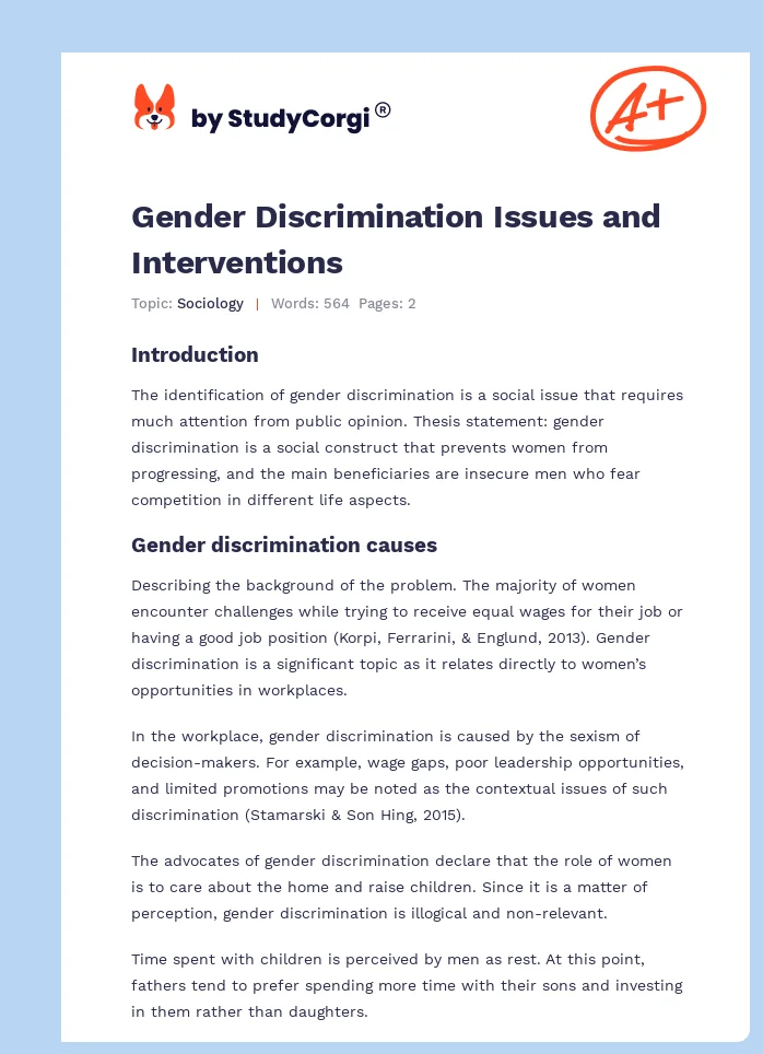 Gender Discrimination Issues and Interventions. Page 1