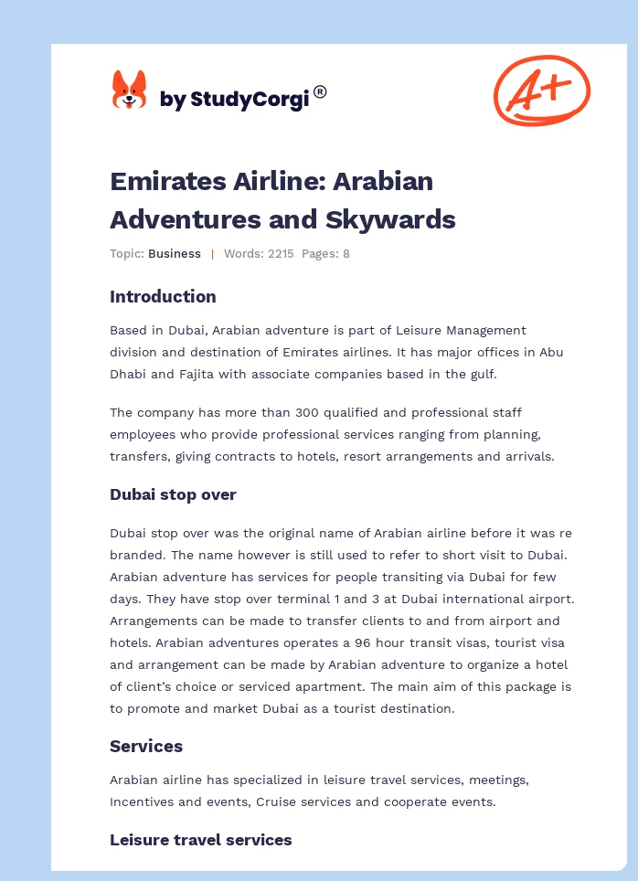 Emirates Airline: Arabian Adventures and Skywards. Page 1