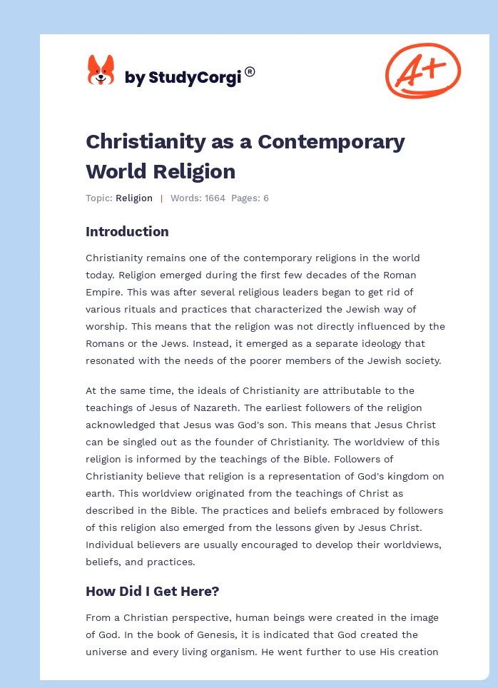 Christianity as a Contemporary World Religion. Page 1