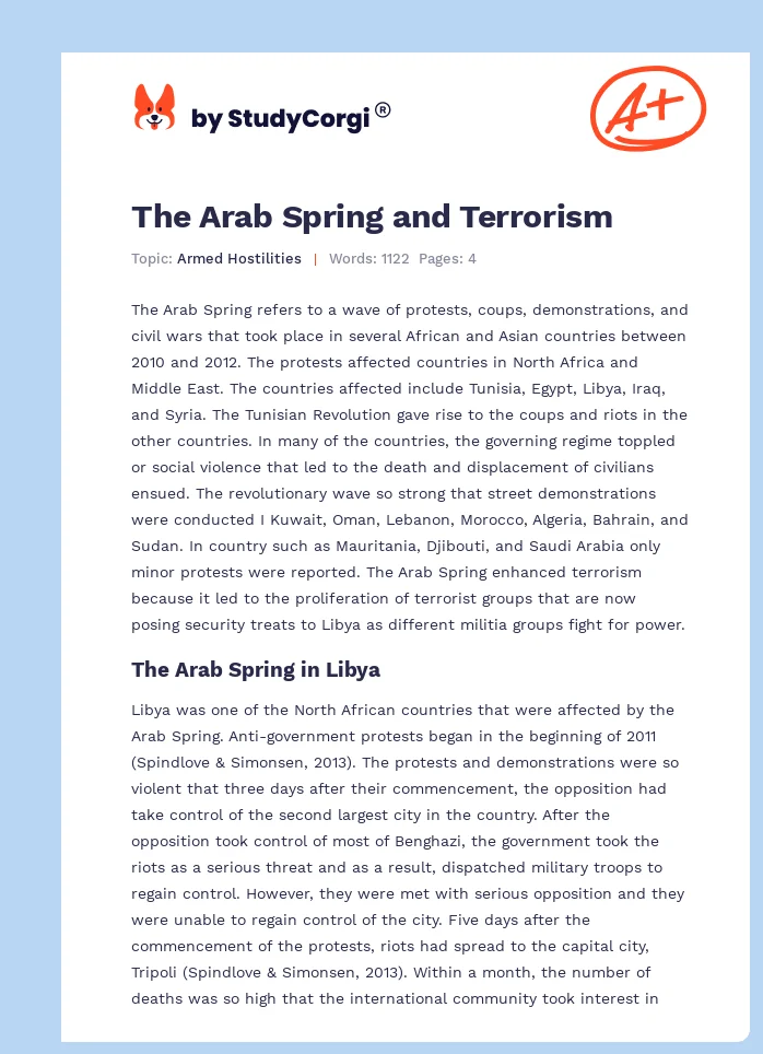 The Arab Spring and Terrorism. Page 1