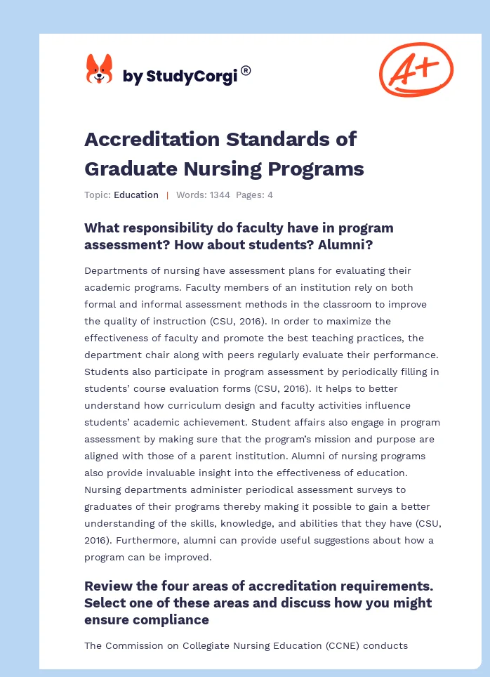 Accreditation Standards of Graduate Nursing Programs. Page 1