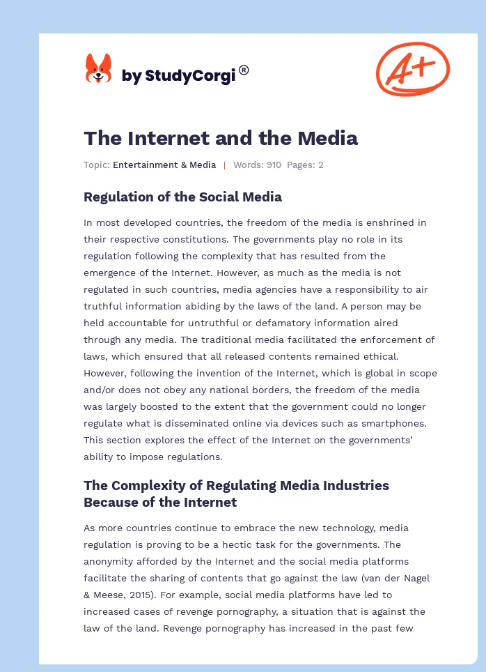 The Internet and the Media. Page 1