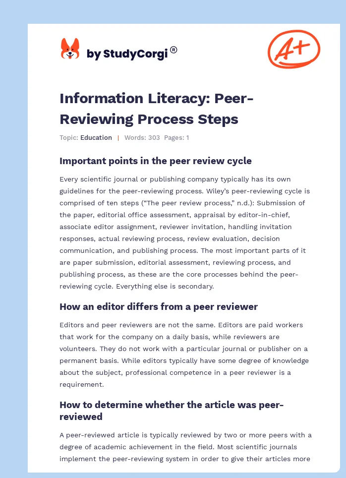 Information Literacy: Peer-Reviewing Process Steps. Page 1