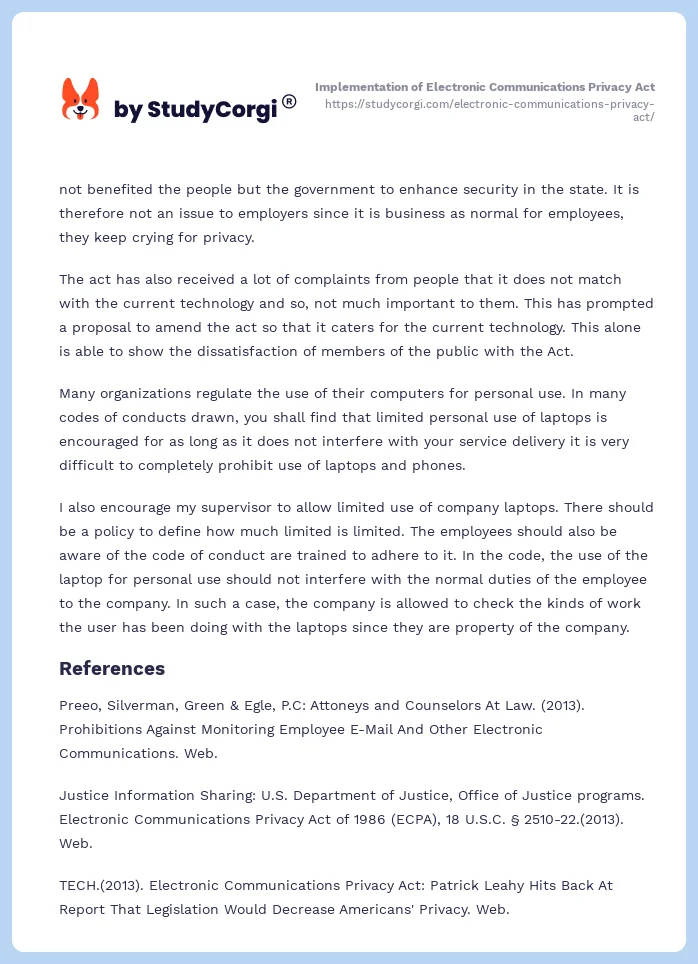 Implementation of Electronic Communications Privacy Act. Page 2