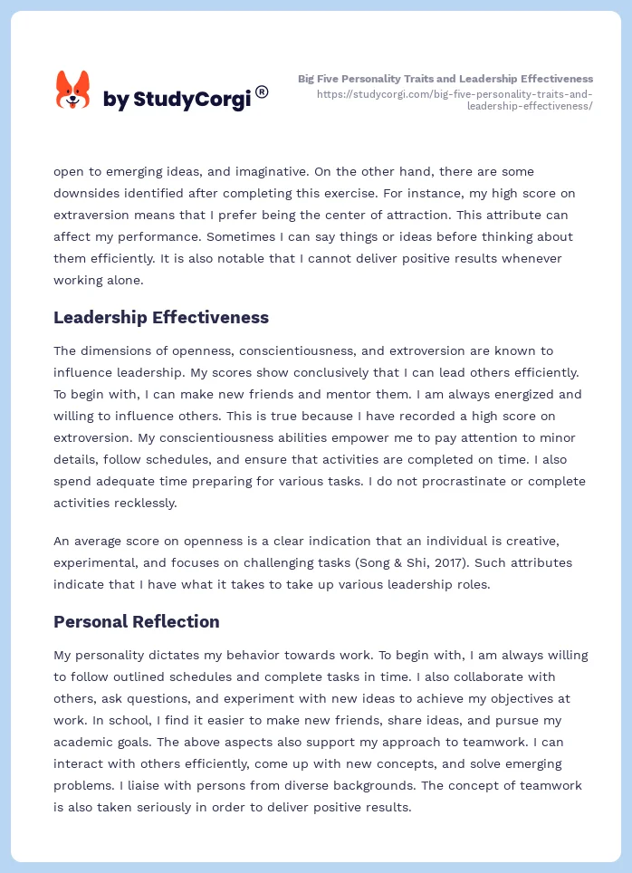 Big Five Personality Traits and Leadership Effectiveness. Page 2