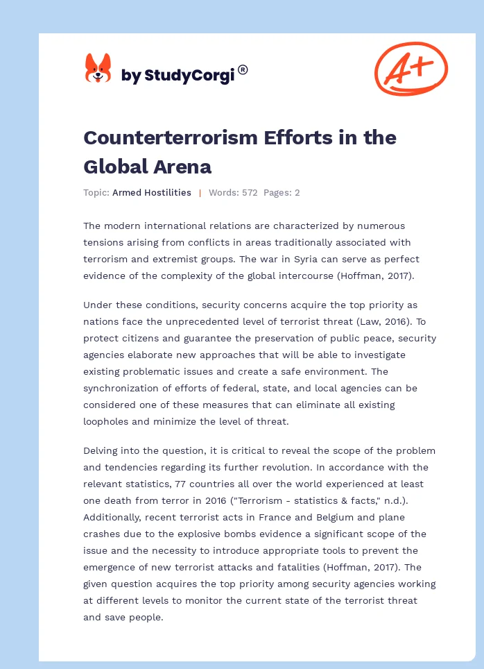 Counterterrorism Efforts in the Global Arena. Page 1