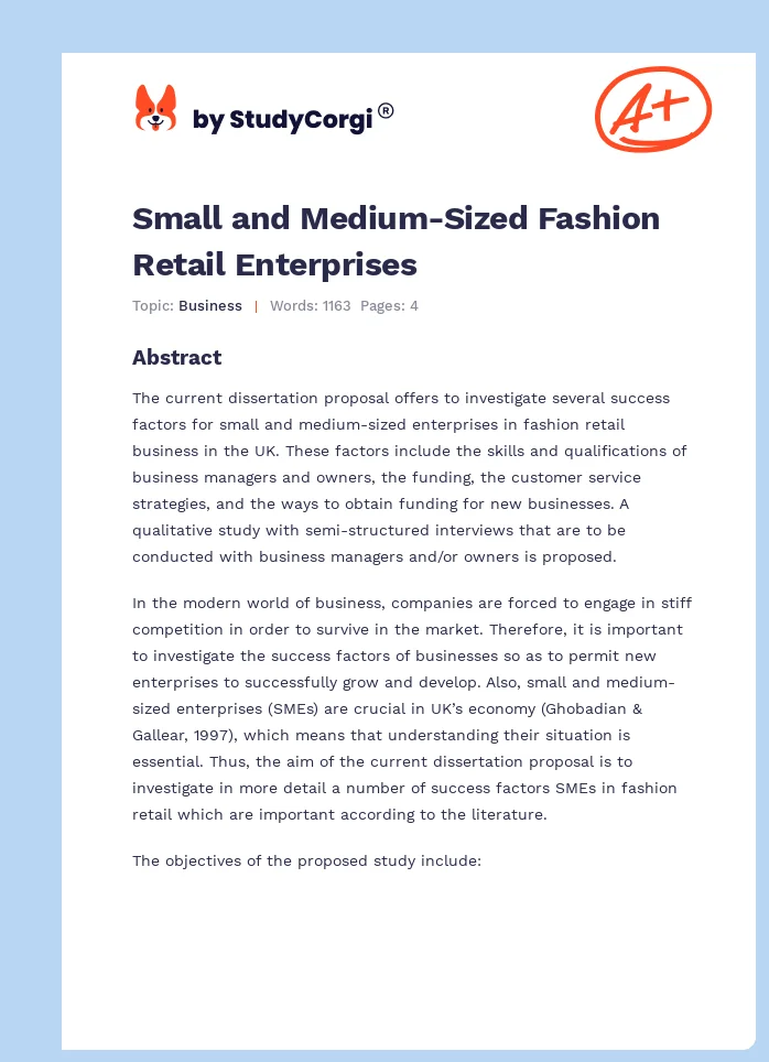 Small and Medium-Sized Fashion Retail Enterprises. Page 1