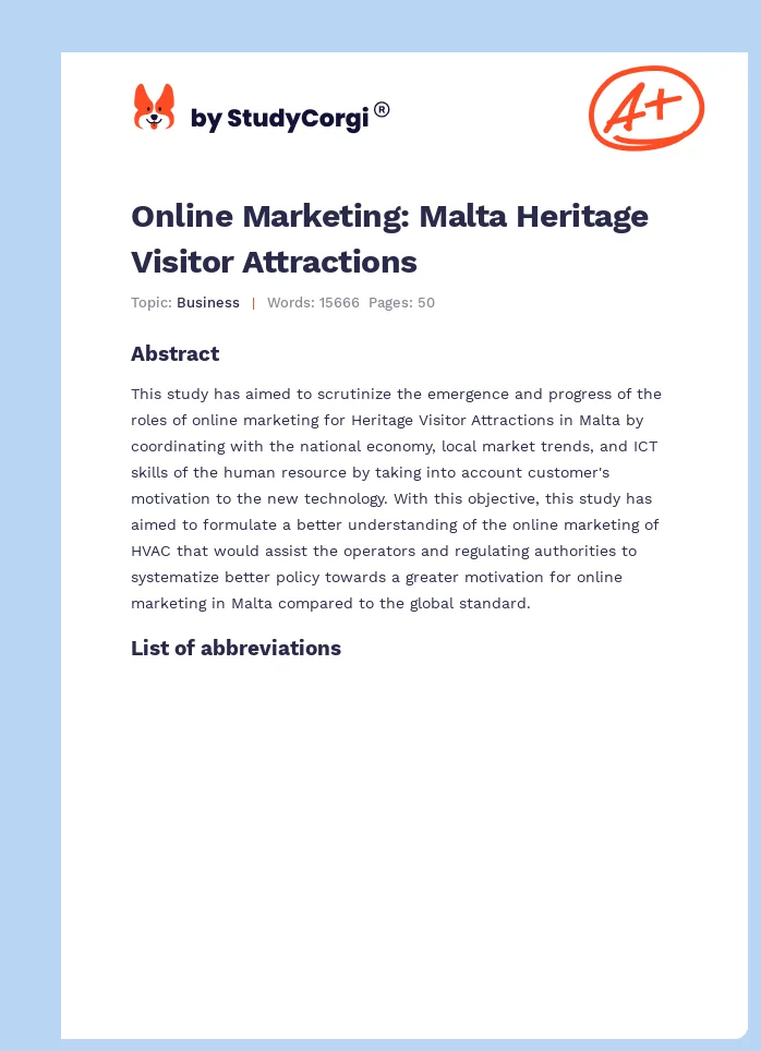 Online Marketing: Malta Heritage Visitor Attractions. Page 1