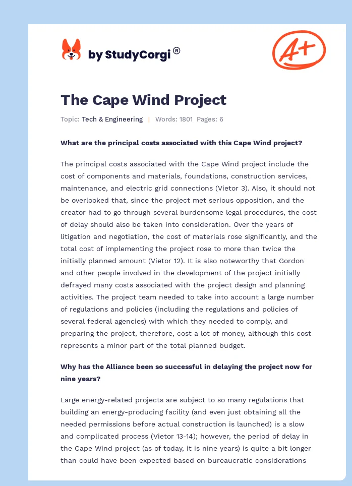 The Cape Wind Project. Page 1