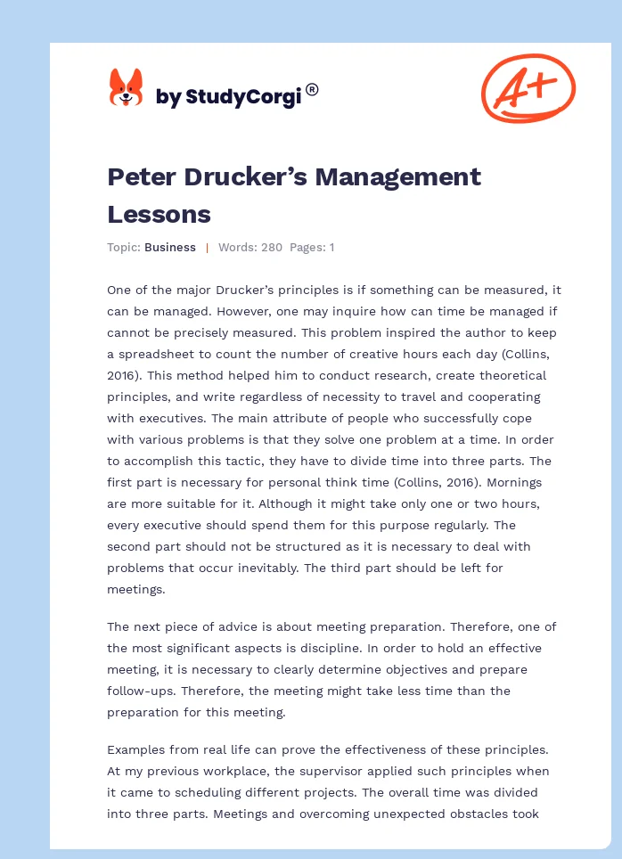 Peter Drucker’s Management Lessons. Page 1