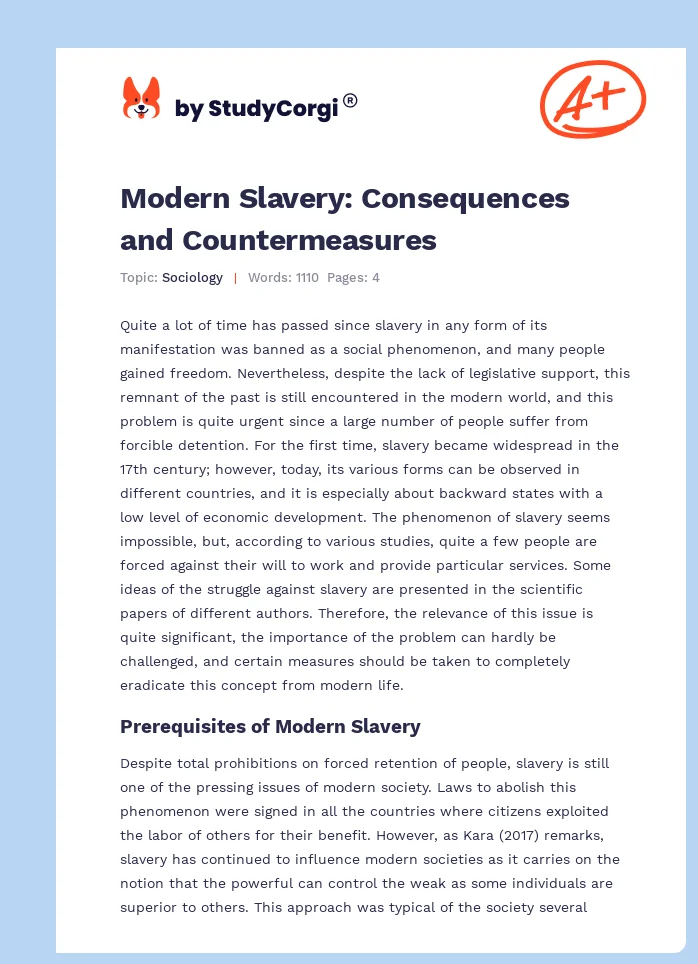 Modern Slavery: Consequences and Countermeasures. Page 1