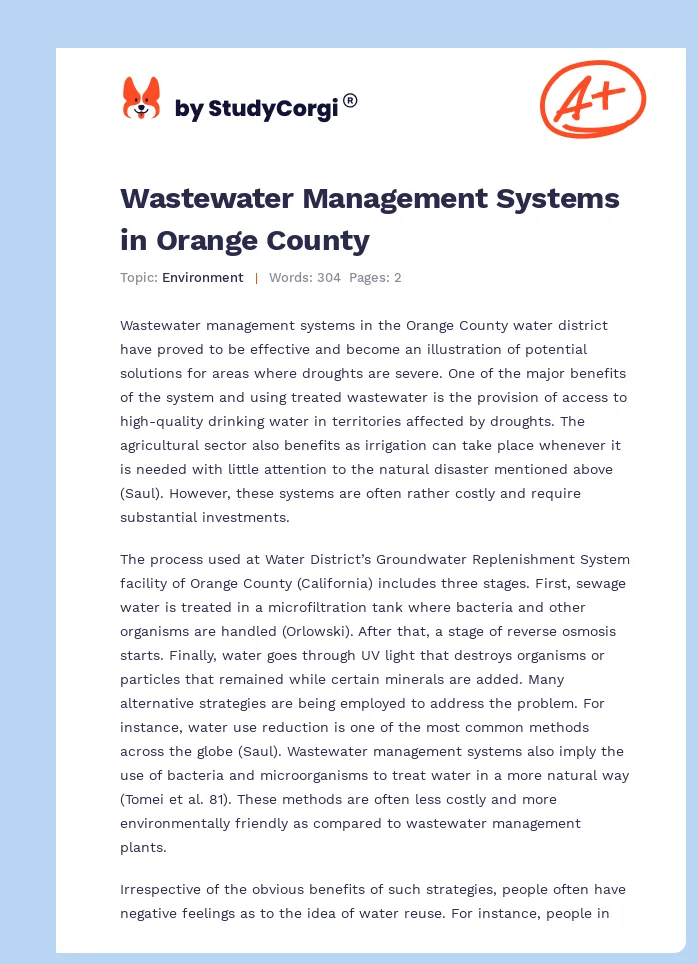 Wastewater Management Systems in Orange County. Page 1