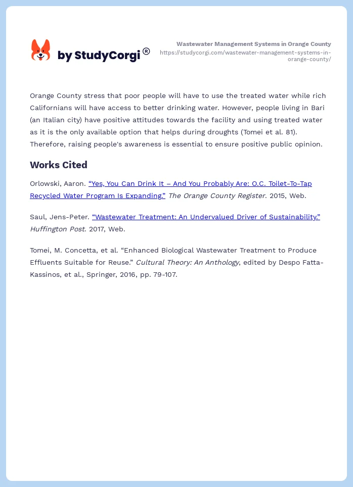 Wastewater Management Systems in Orange County. Page 2