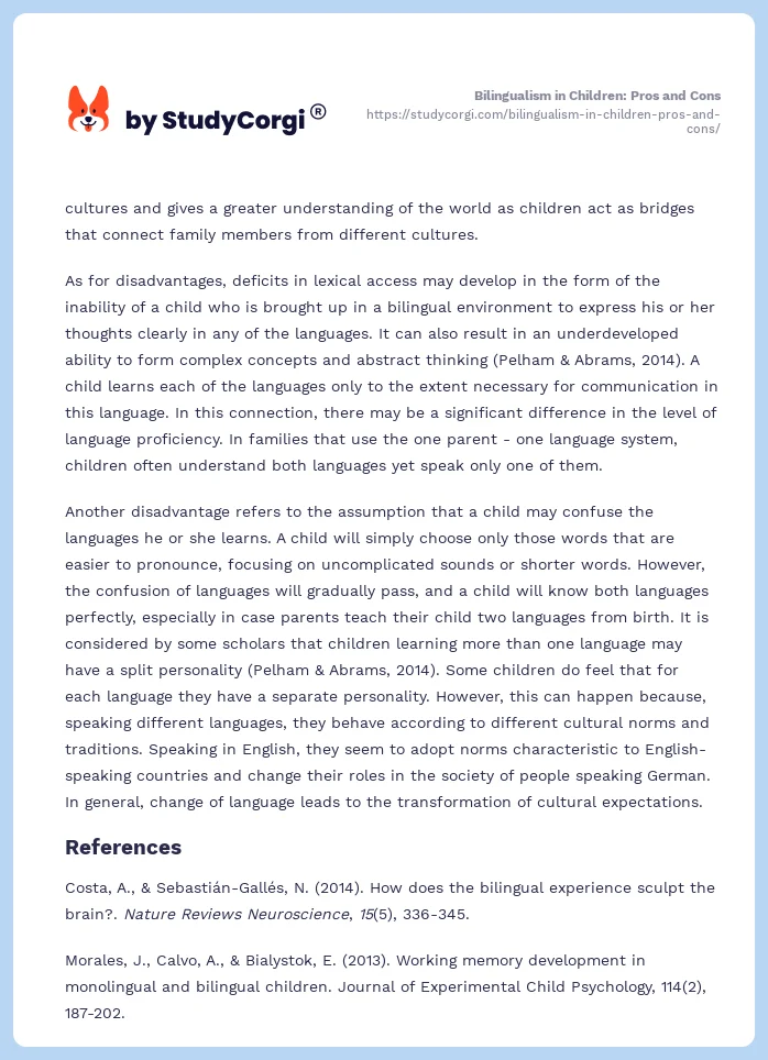 Bilingualism in Children: Pros and Cons. Page 2