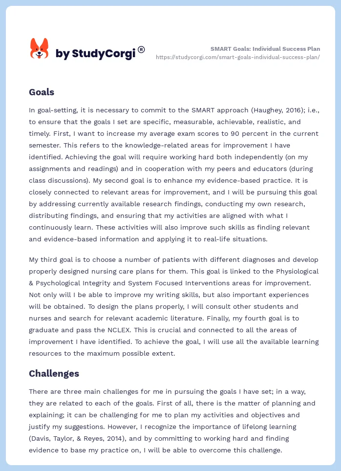 SMART Goals: Individual Success Plan. Page 2