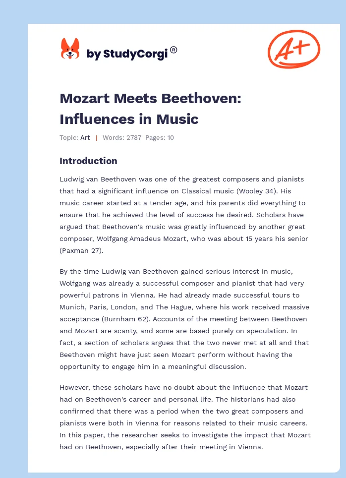 Mozart Meets Beethoven: Influences in Music. Page 1