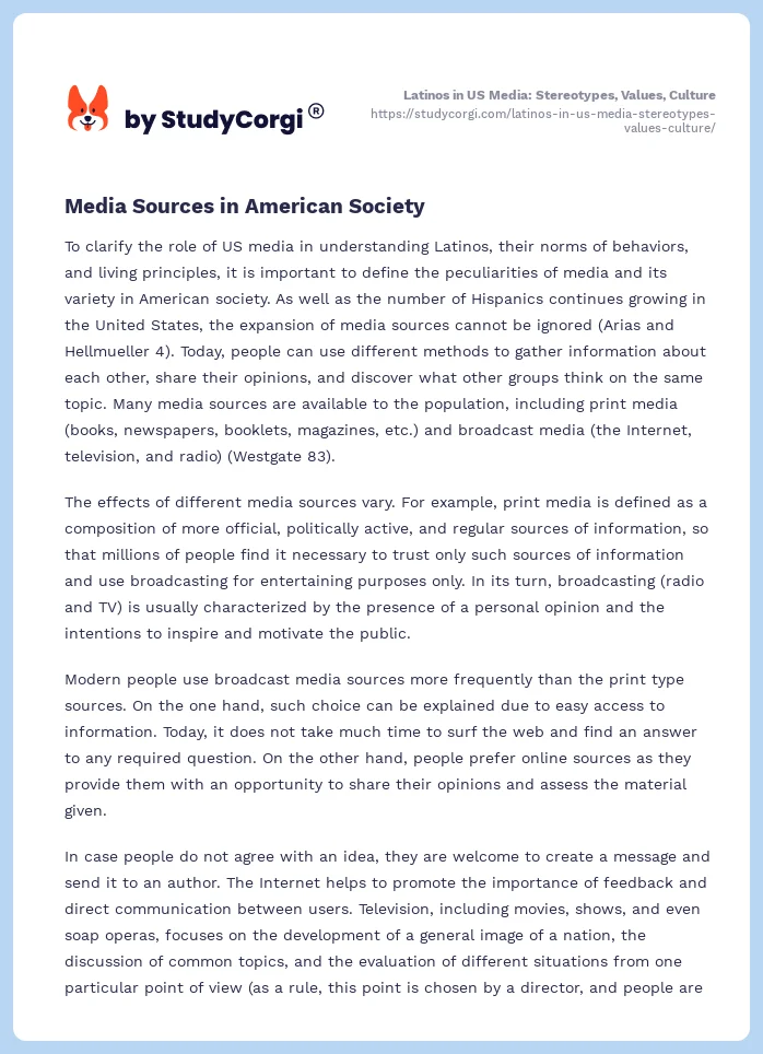 Latinos in US Media: Stereotypes, Values, Culture. Page 2