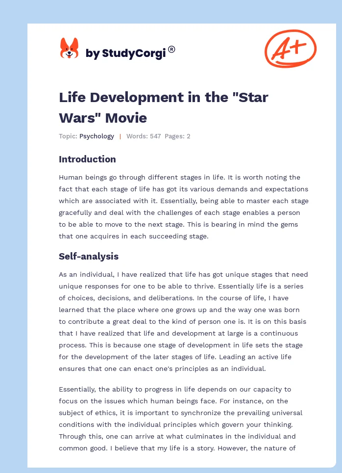 Life Development in the "Star Wars" Movie. Page 1