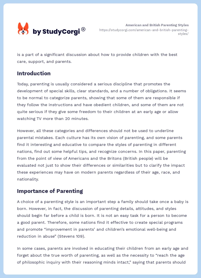 American and British Parenting Styles. Page 2