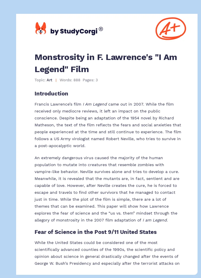 Monstrosity in F. Lawrence's "I Am Legend" Film. Page 1