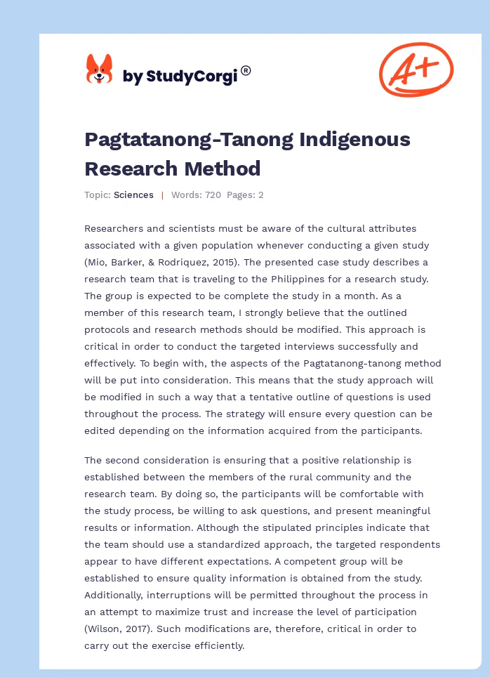 Pagtatanong-Tanong Indigenous Research Method. Page 1