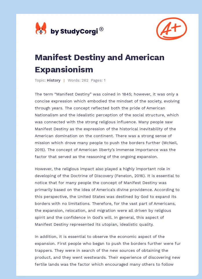 Manifest Destiny and American Expansionism. Page 1