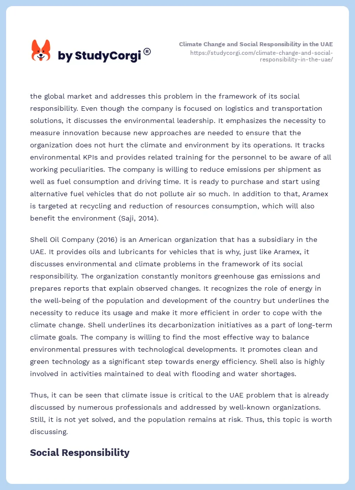 Climate Change and Social Responsibility in the UAE. Page 2