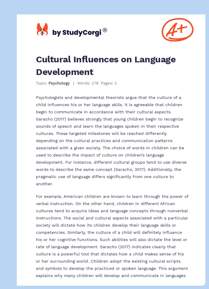 Cultural Influences on Language Development. Page 1