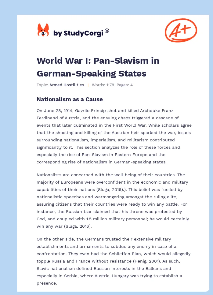 World War I: Pan-Slavism in German-Speaking States. Page 1
