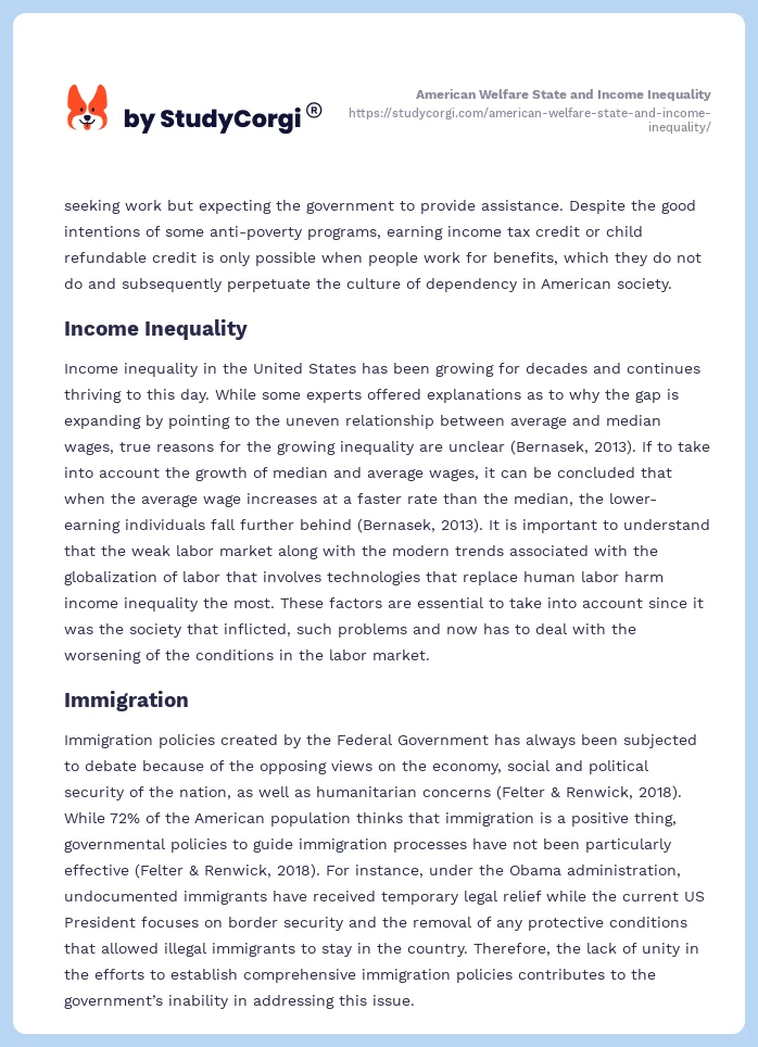American Welfare State and Income Inequality. Page 2