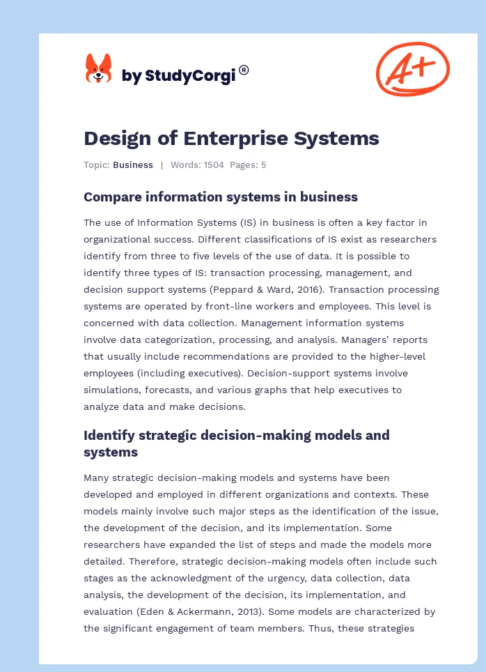 Design of Enterprise Systems. Page 1