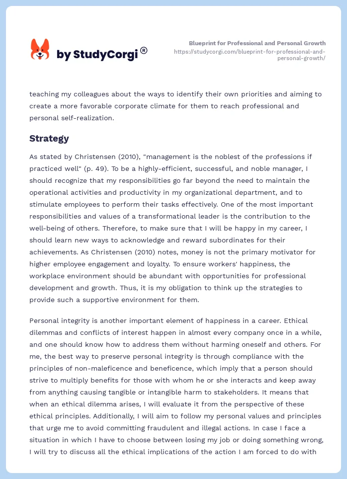 Blueprint for Professional and Personal Growth. Page 2