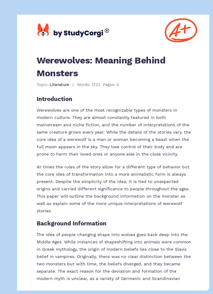 Werewolves: Meaning Behind Monsters. Page 1