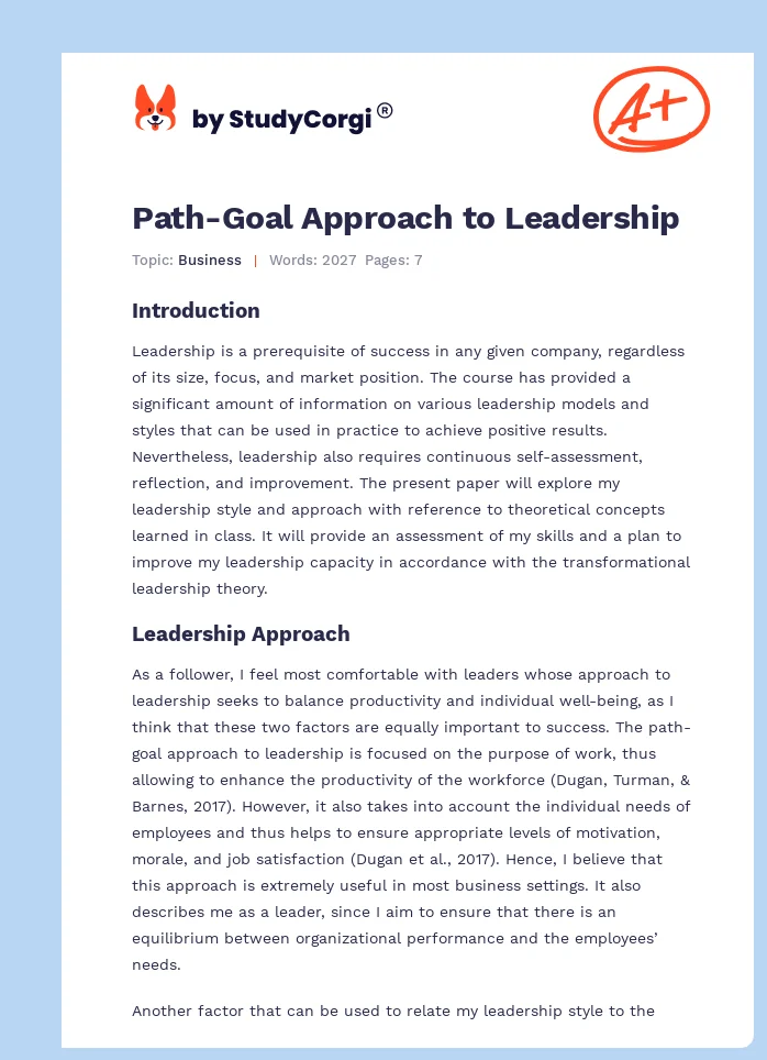 Path-Goal Approach to Leadership. Page 1