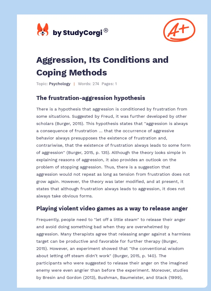 Aggression, Its Conditions and Coping Methods. Page 1