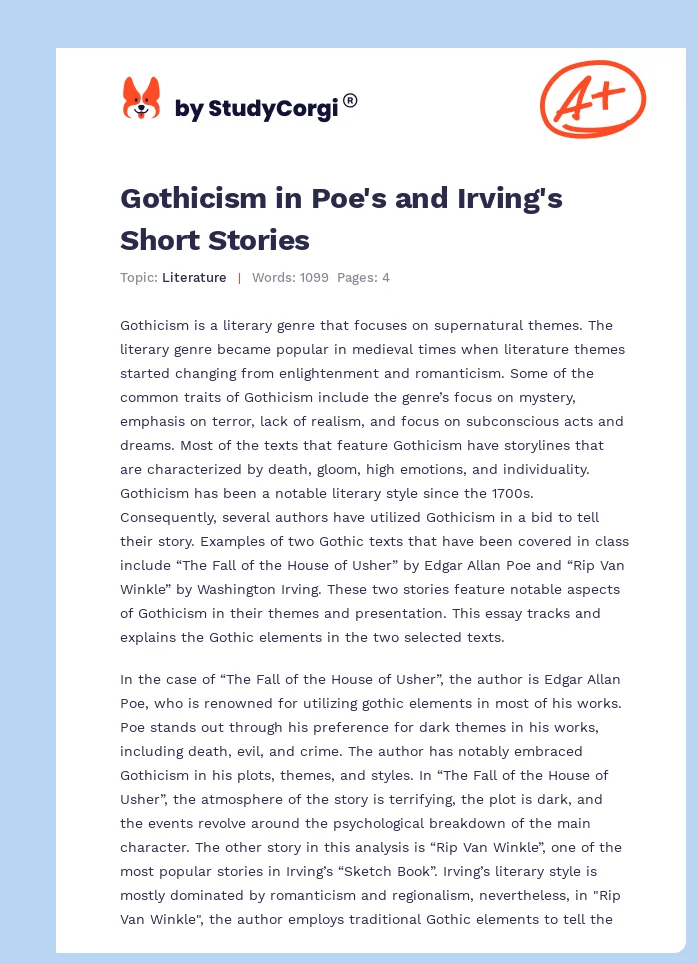Gothicism in Poe's and Irving's Short Stories. Page 1