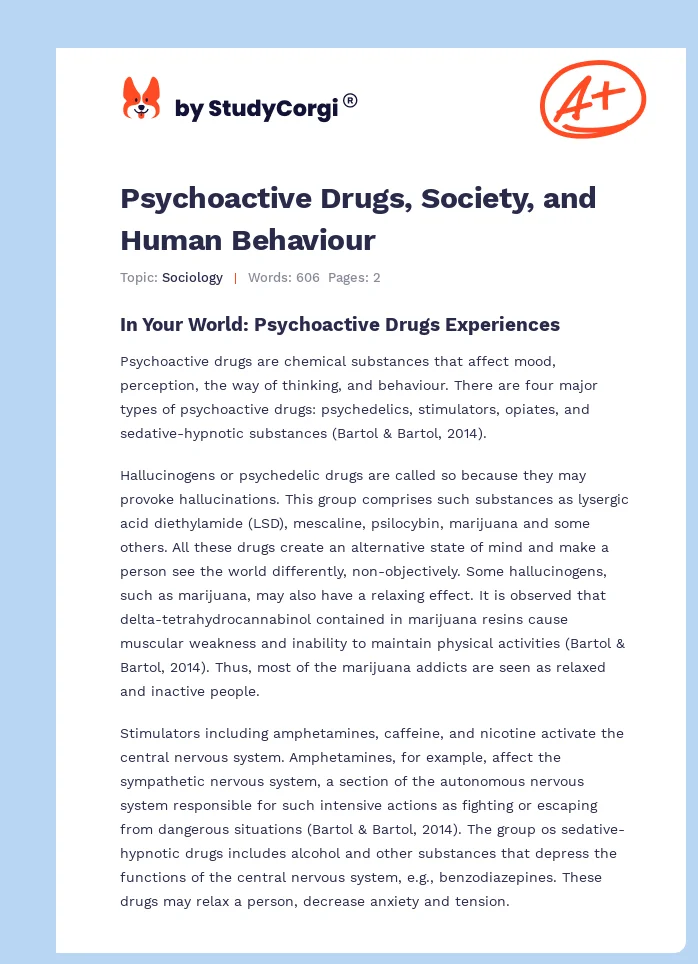Psychoactive Drugs, Society, and Human Behaviour. Page 1