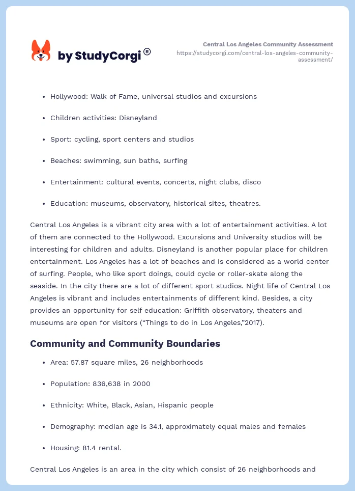 Central Los Angeles Community Assessment. Page 2