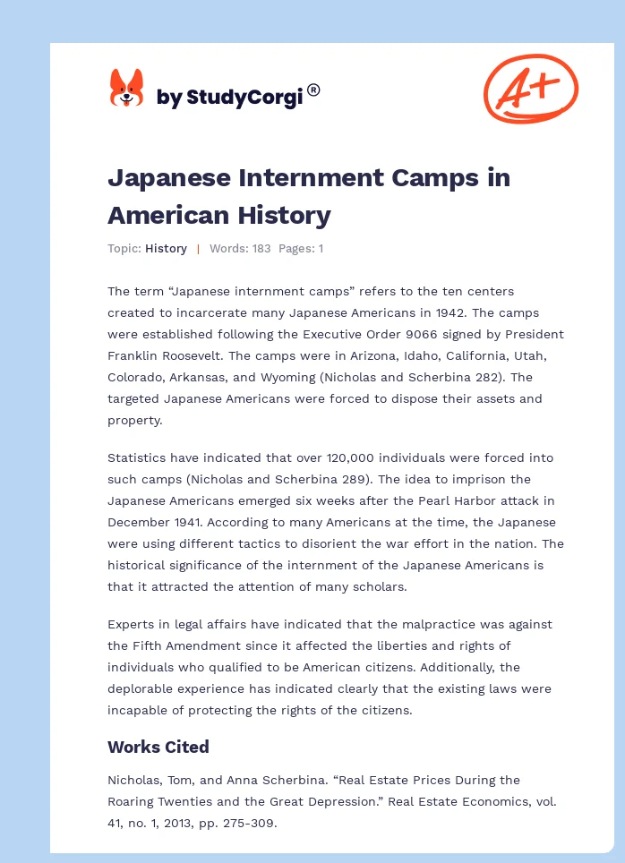 Japanese Internment Camps in American History. Page 1