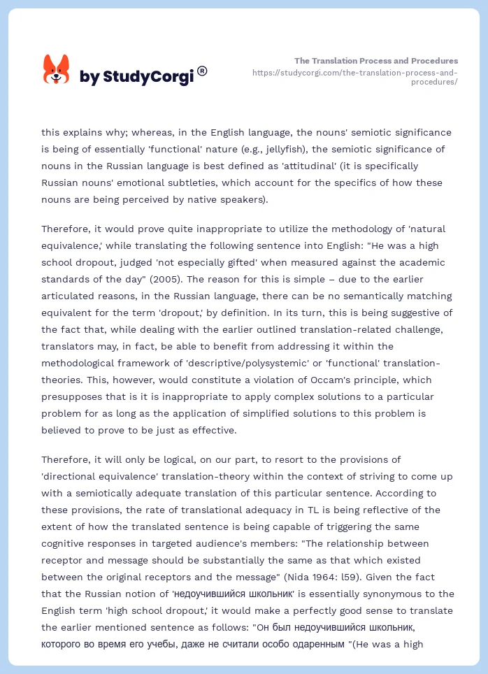 The Translation Process and Procedures. Page 2