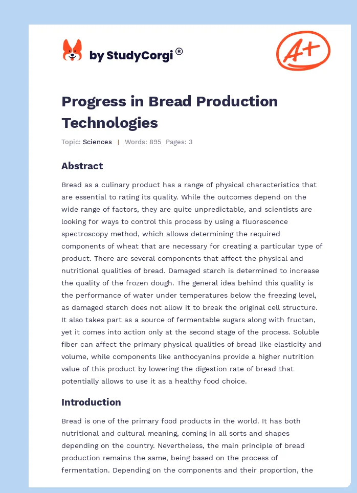 Progress in Bread Production Technologies. Page 1