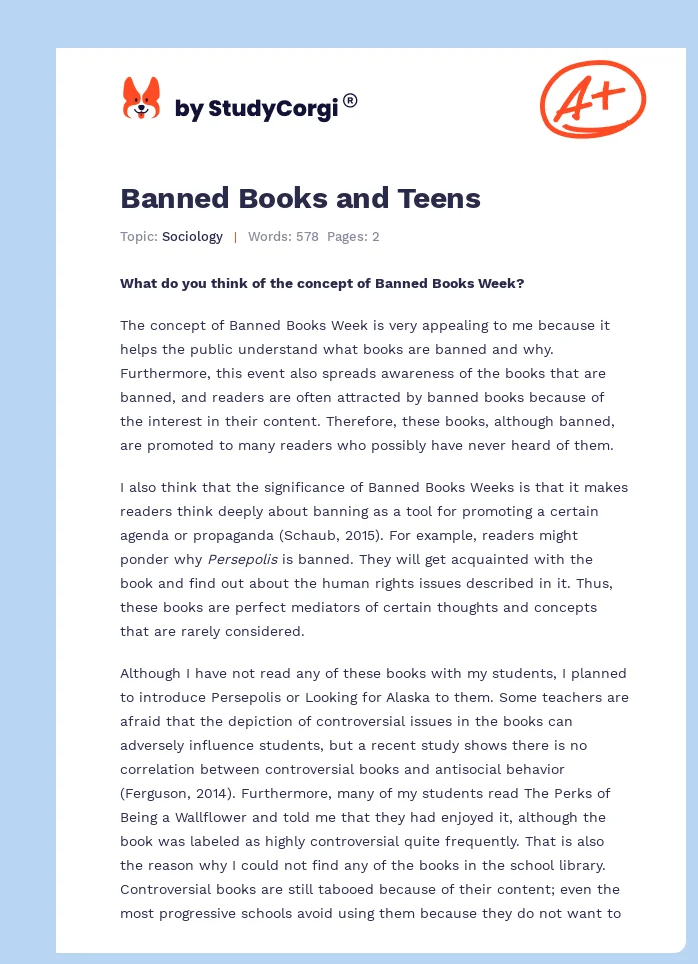 Banned Books and Teens. Page 1
