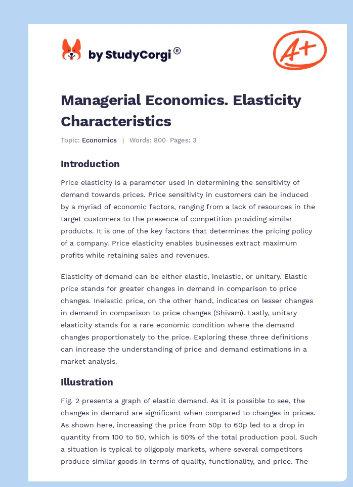 Managerial Economics. Elasticity Characteristics. Page 1