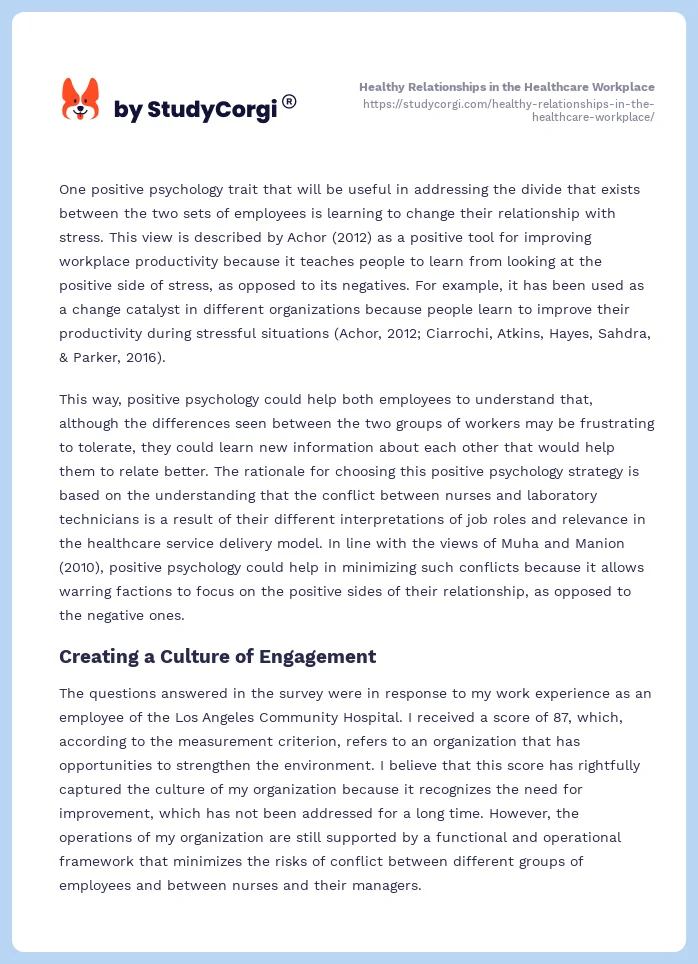 Healthy Relationships in the Healthcare Workplace. Page 2
