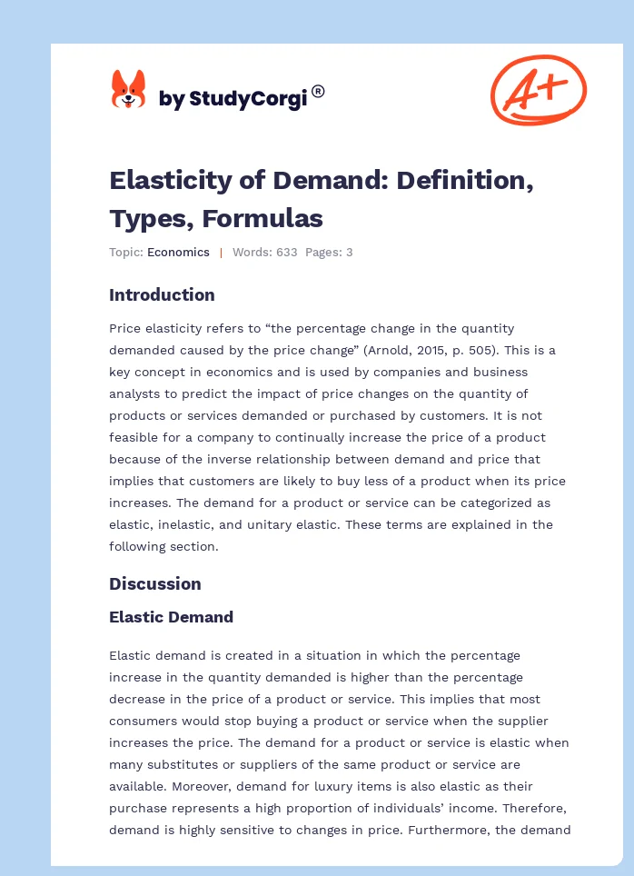 Elasticity of Demand: Definition, Types, Formulas. Page 1