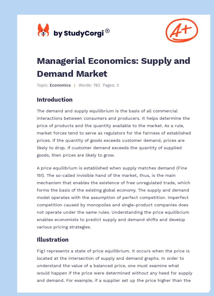 Managerial Economics: Supply and Demand Market. Page 1