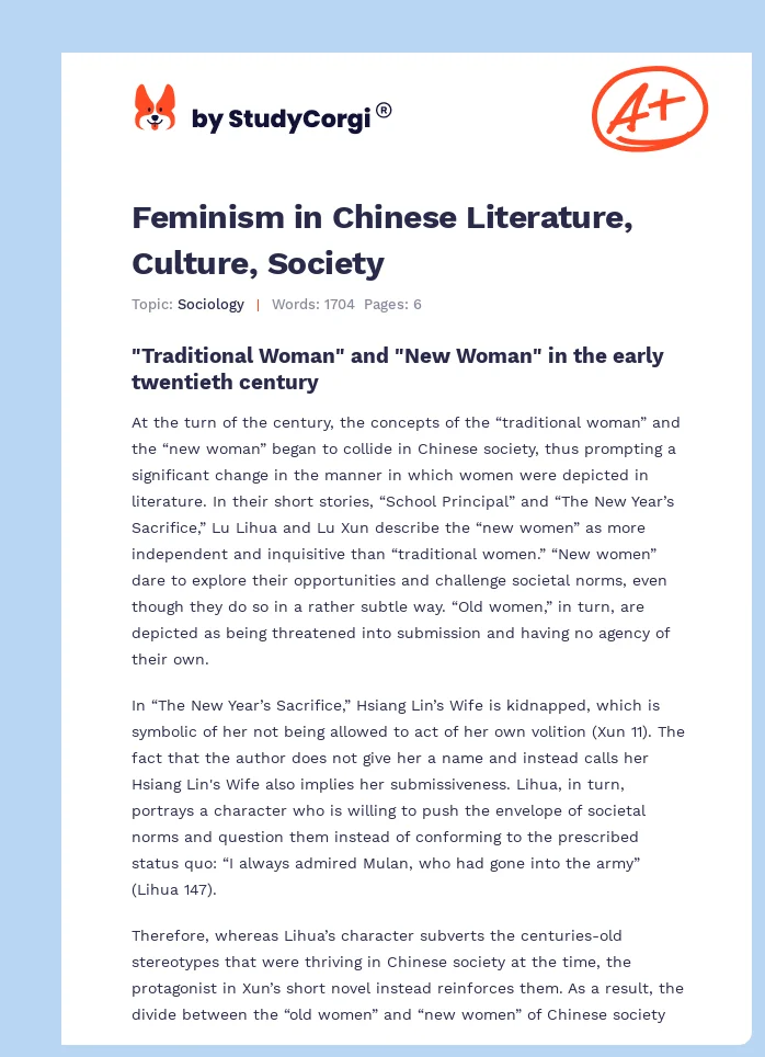 Feminism in Chinese Literature, Culture, Society. Page 1