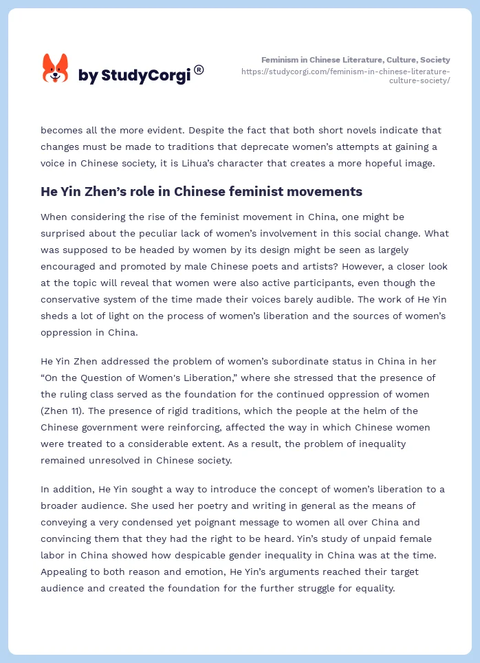 Feminism in Chinese Literature, Culture, Society. Page 2