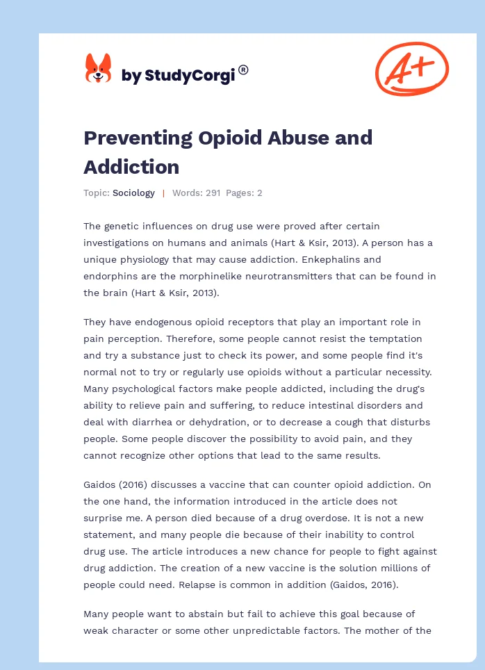 Preventing Opioid Abuse and Addiction. Page 1